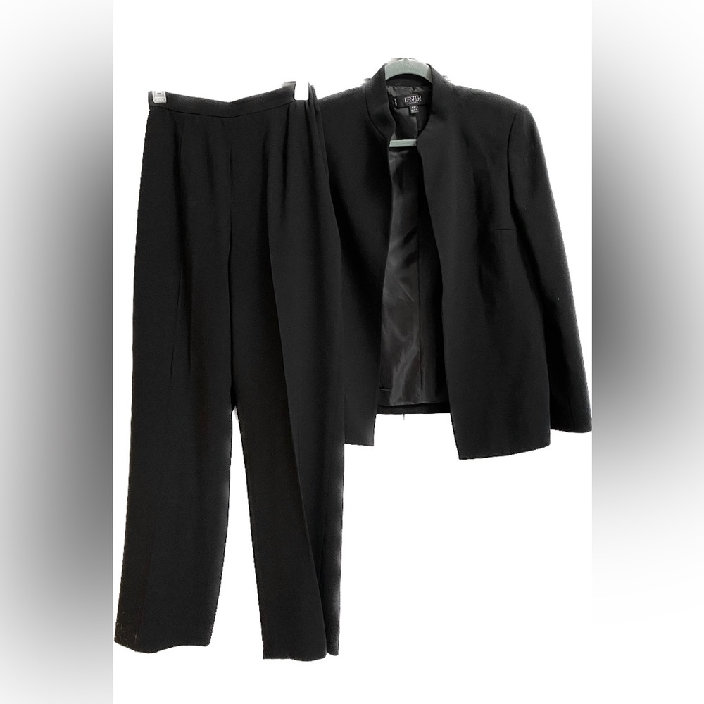 Black Kasper Classics suit jacket and pants, size 10 petite.